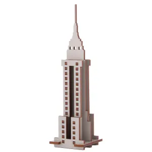 Little & Wood Empire State Building: 3D Wooden Puzzle Kit - Medium, Grey
