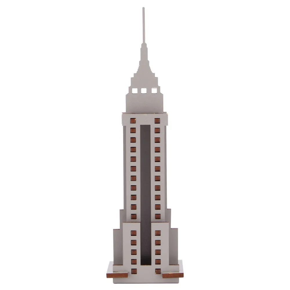 Little & Wood Empire State Building: 3D Wooden Puzzle Kit - Medium, Grey