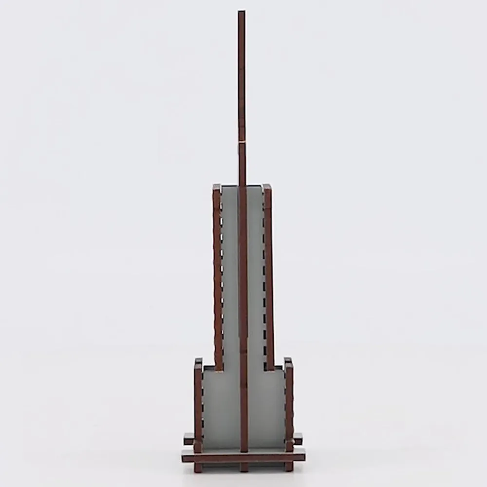 Little & Wood Empire State Building: 3D Wooden Puzzle Kit - Medium, Grey