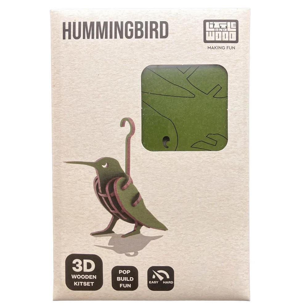 Little & Wood: Hummingbird 3D Wooden Puzzle Kit - Green