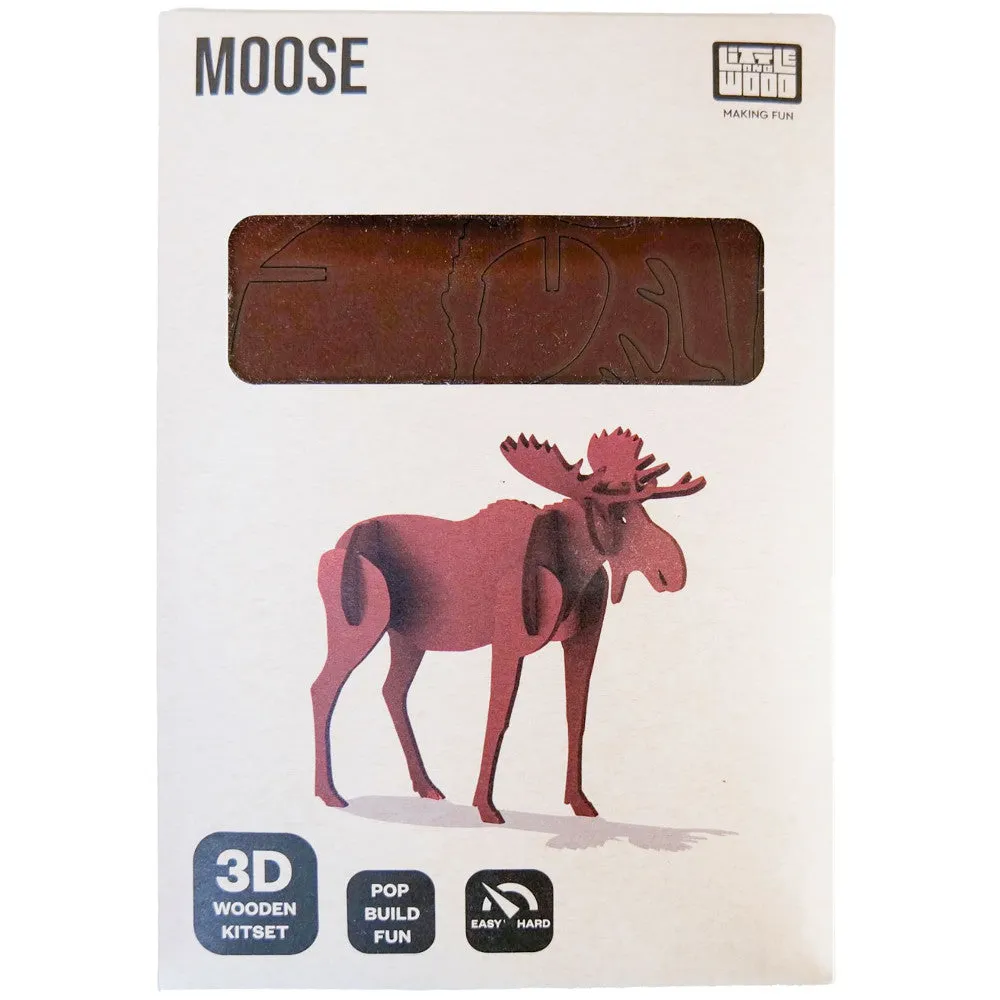 Little & Wood: Medium Moose 3D Wooden Puzzle Kit