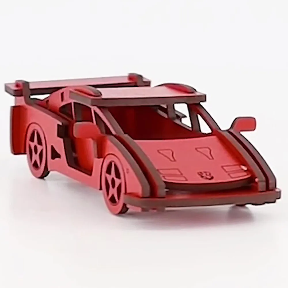 Little & Wood: Medium Red Sports Car 3D Wooden Puzzle Kit