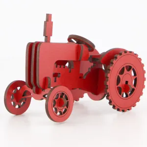 Little & Wood: Mighty Tractor - Red 3D Wooden Puzzle Kit