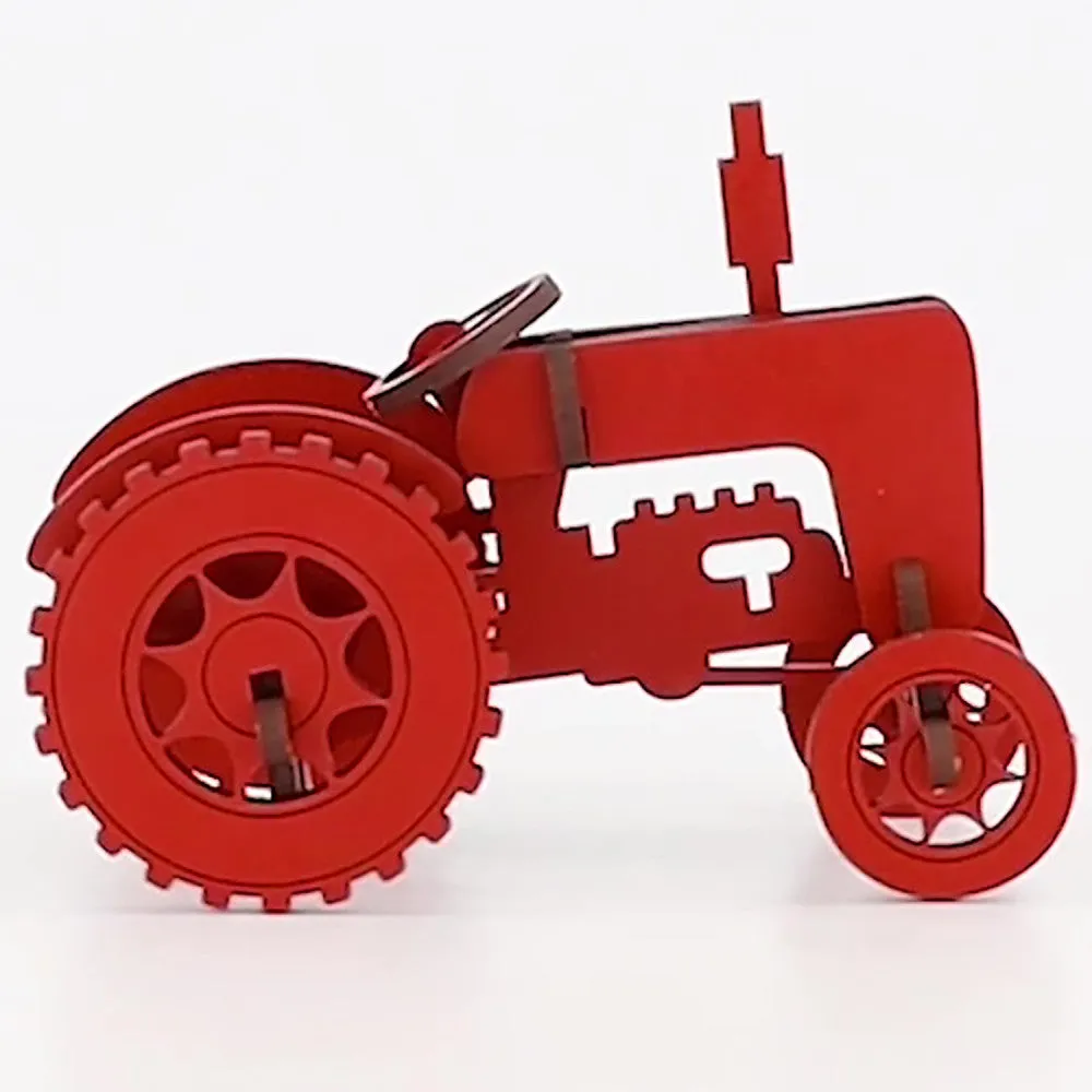 Little & Wood: Mighty Tractor - Red 3D Wooden Puzzle Kit