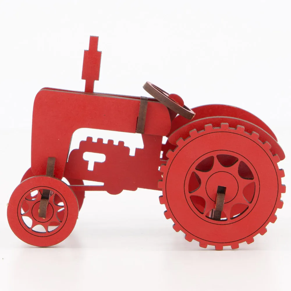 Little & Wood: Mighty Tractor - Red 3D Wooden Puzzle Kit