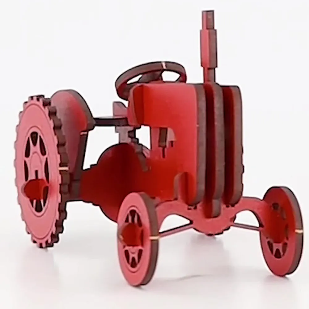 Little & Wood: Mighty Tractor - Red 3D Wooden Puzzle Kit