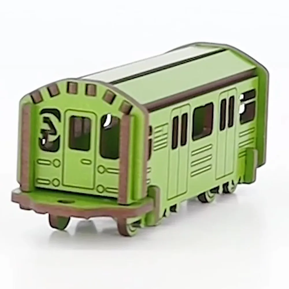 Little & Wood: NYC Subway 4 Train - 3D Wooden Puzzle Kit, Medium - Green