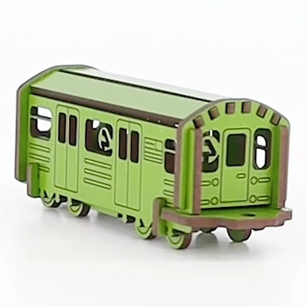 Little & Wood: NYC Subway 4 Train - 3D Wooden Puzzle Kit, Medium - Green