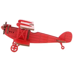 Little & Wood: Red Medium Biplane 3D Wooden Puzzle Kit