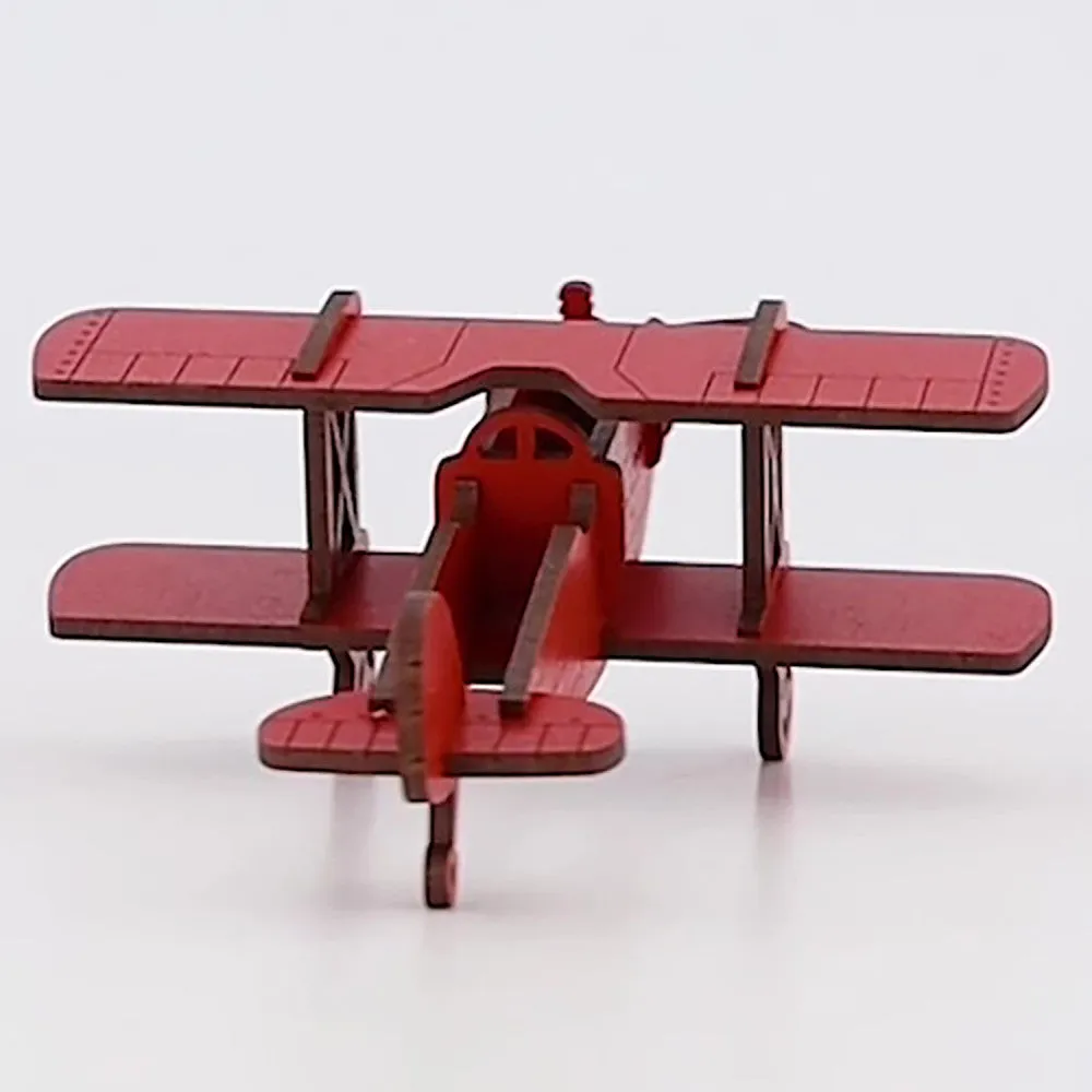 Little & Wood: Red Medium Biplane 3D Wooden Puzzle Kit