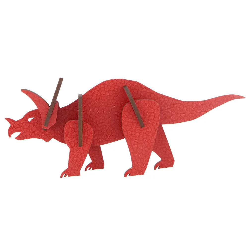 Little & Wood: Triceratops Red 3D Wooden Puzzle Kit, Medium