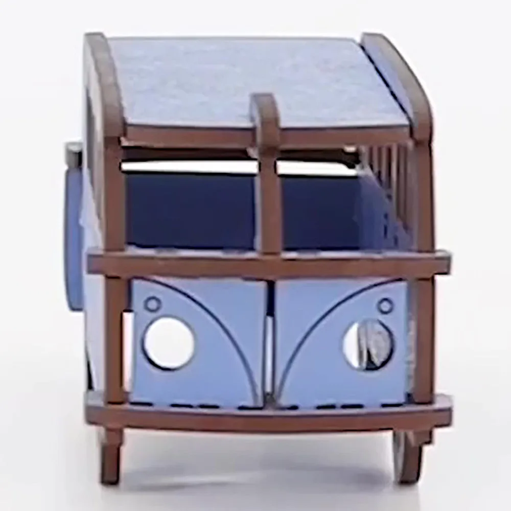 Little & Wood: Woodlet Camper Van Puzzle - Medium Blue 3D Model