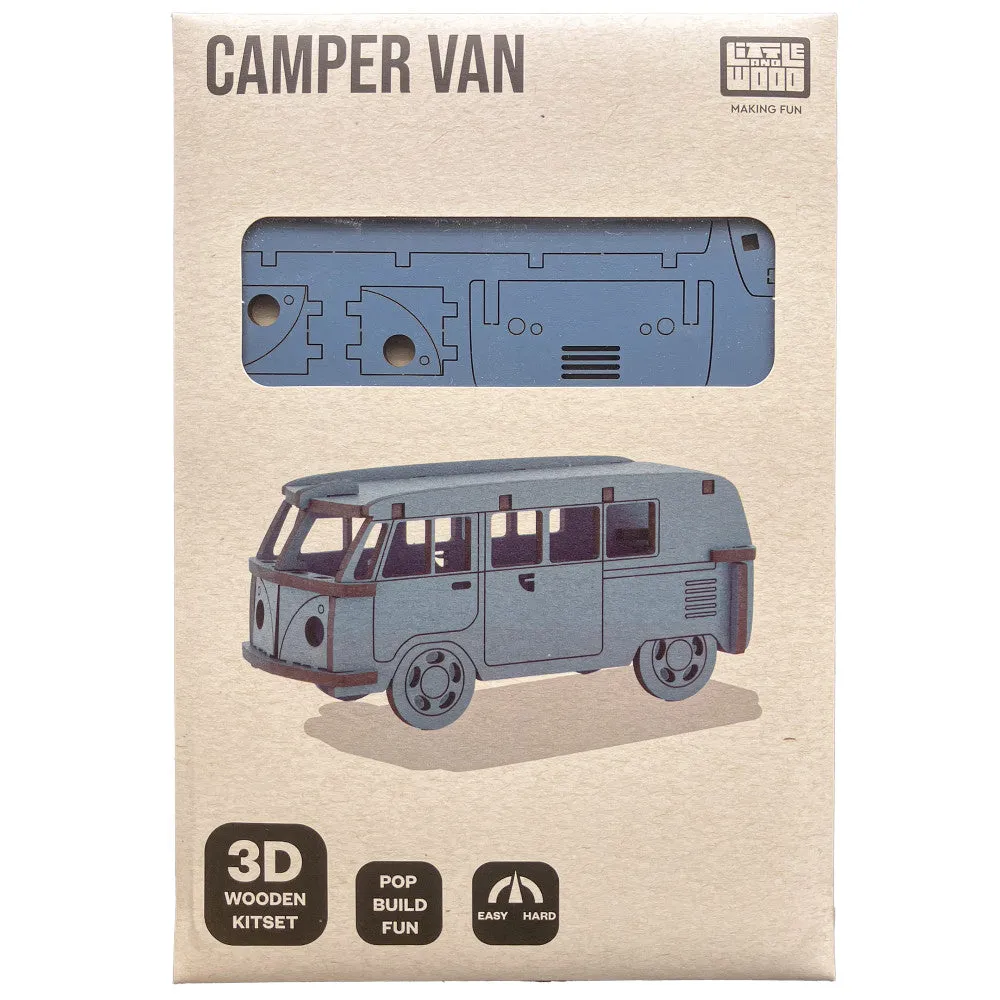 Little & Wood: Woodlet Camper Van Puzzle - Medium Blue 3D Model