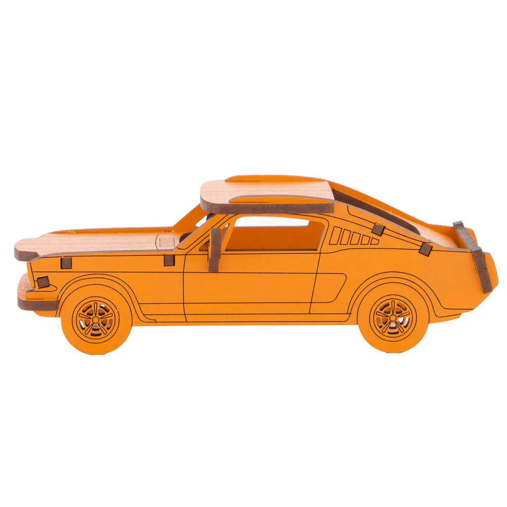 Little & Wood: Woodlet Medium - Muscle Car, Orange - 3D Wooden Puzzle Kit
