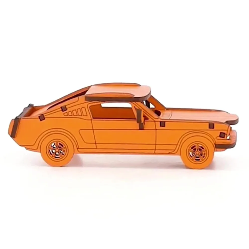 Little & Wood: Woodlet Medium - Muscle Car, Orange - 3D Wooden Puzzle Kit