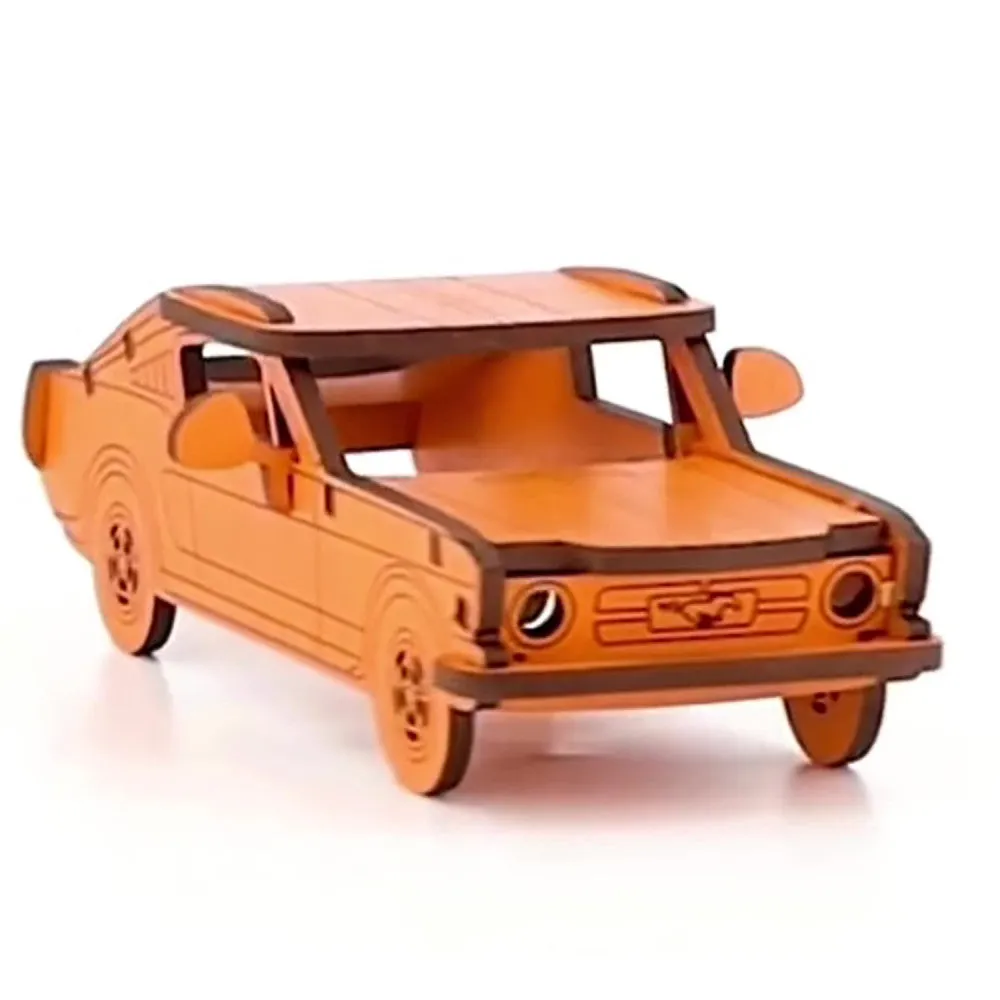 Little & Wood: Woodlet Medium - Muscle Car, Orange - 3D Wooden Puzzle Kit