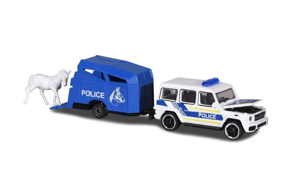 Majorette City Trailers Mercedes Police 4X4 With Horse Float
