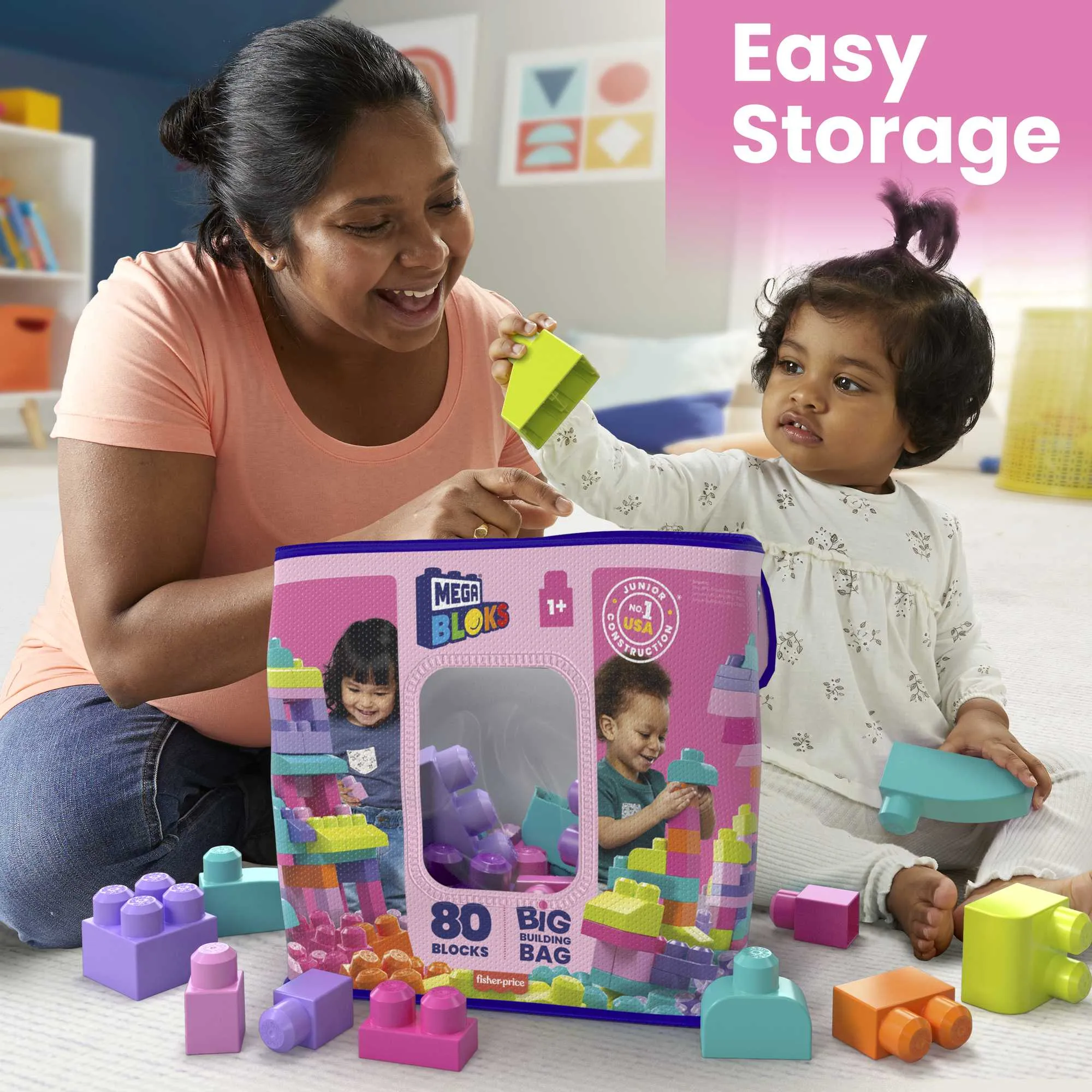 MEGA Bloks First Builders Big Building Bag Pink