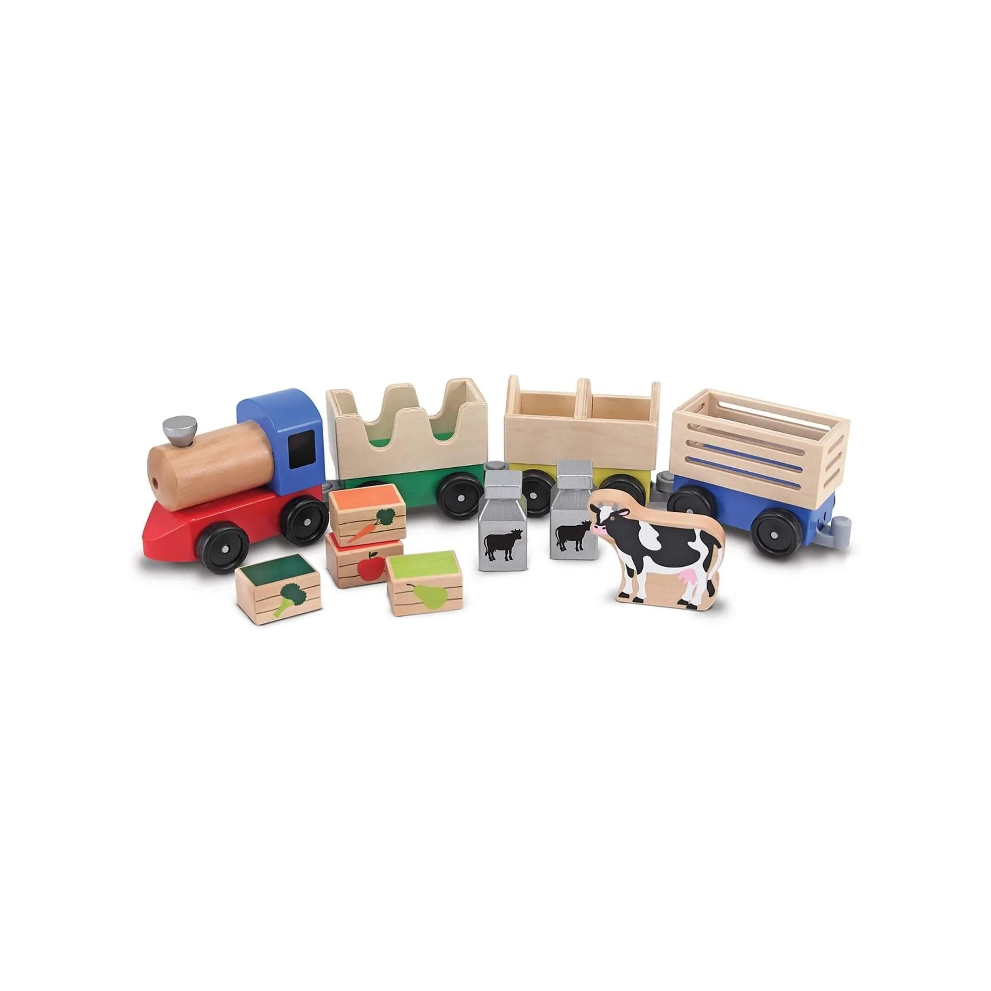Melissa & Doug Wooden Farm Train Toy Set