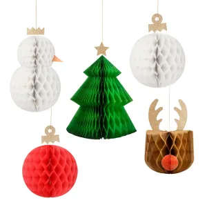Meri Meri Christmas | Large Hanging Honeycomb Decorations (x 5)