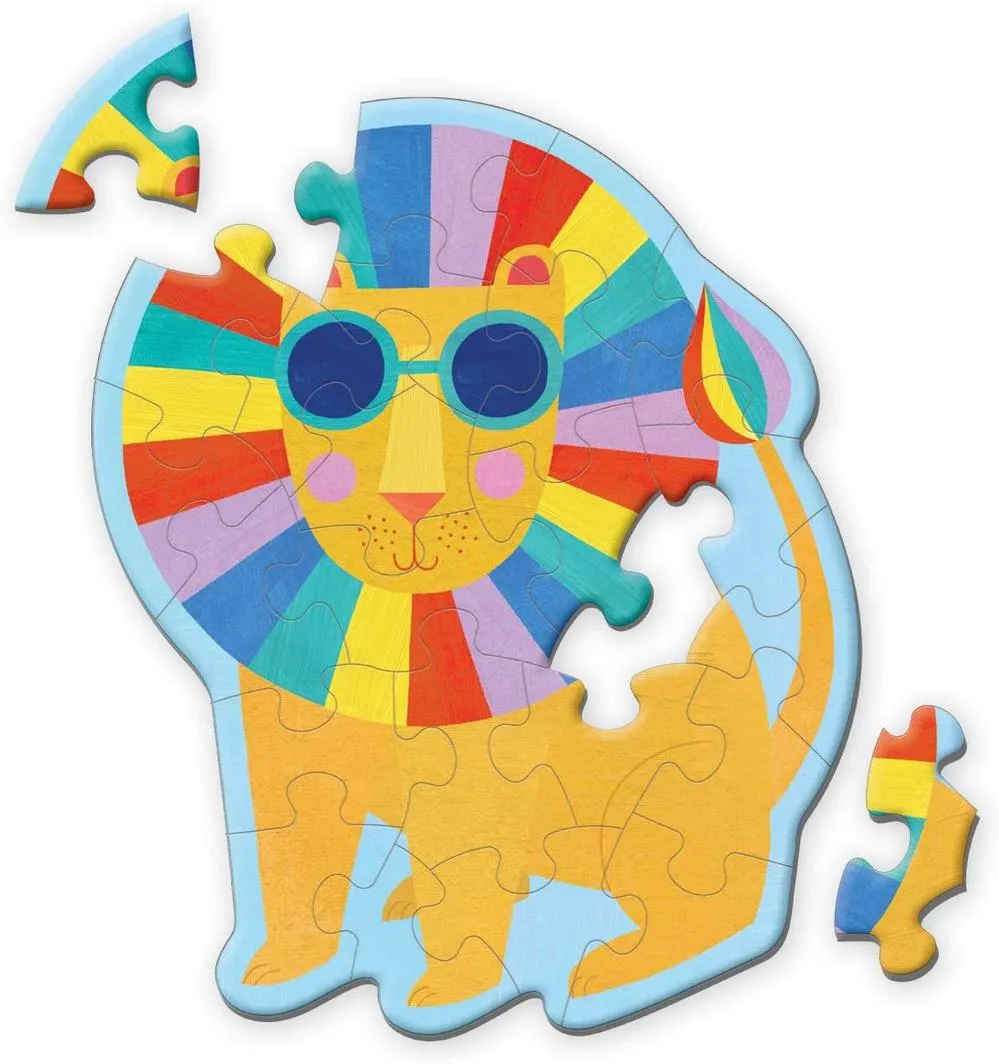 Mud Puppy 24 Piece Shaped Mini Puzzle Rainbow Lion