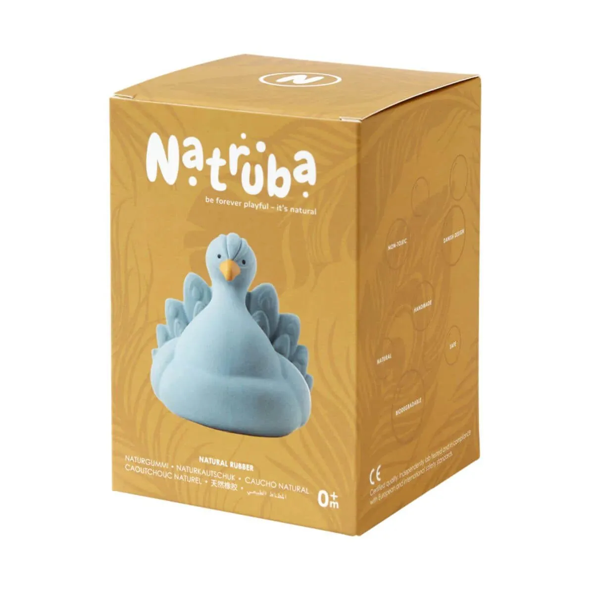 Natruba: Natural Rubber Bath Toy Peacock - Light Blue