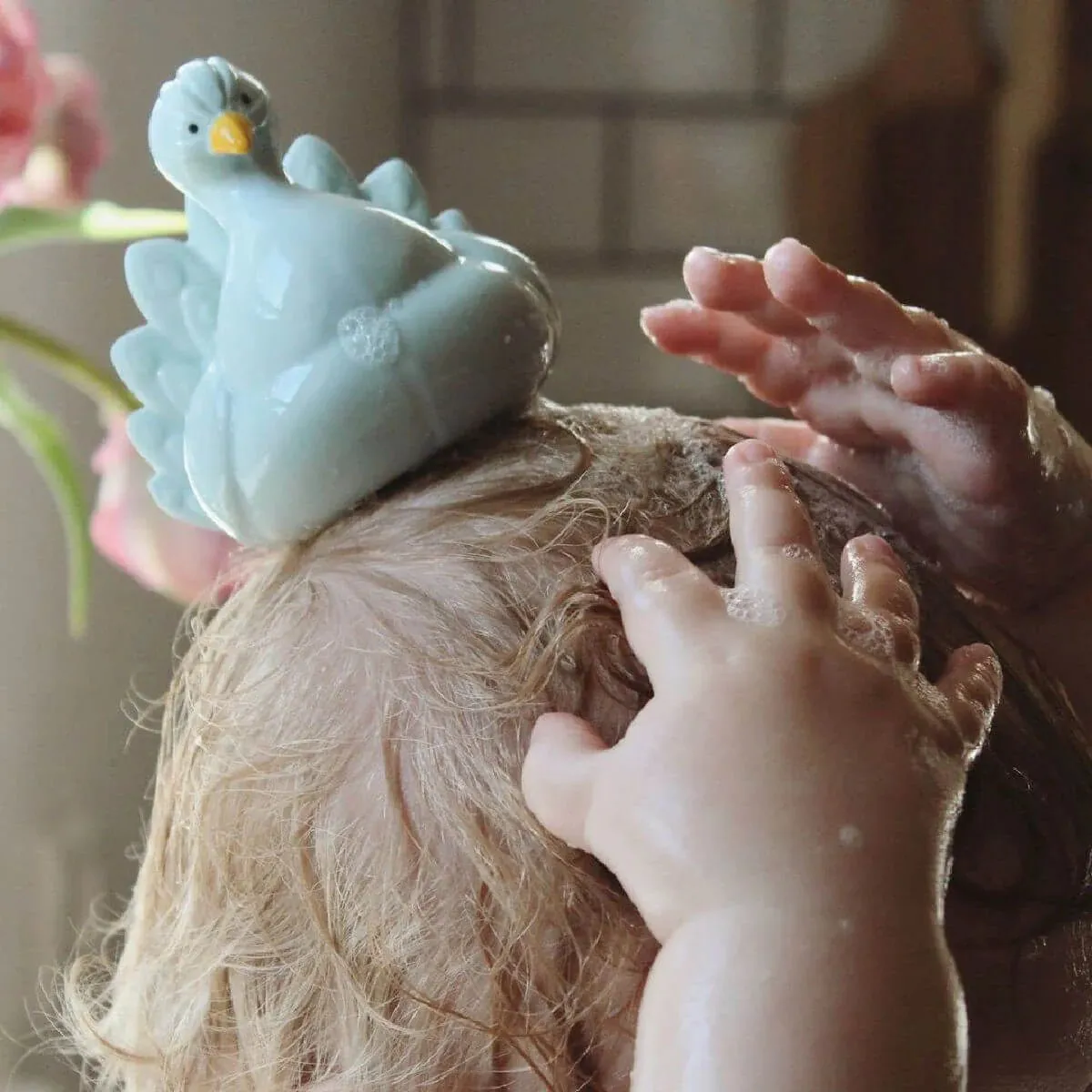 Natruba: Natural Rubber Bath Toy Peacock - Light Blue