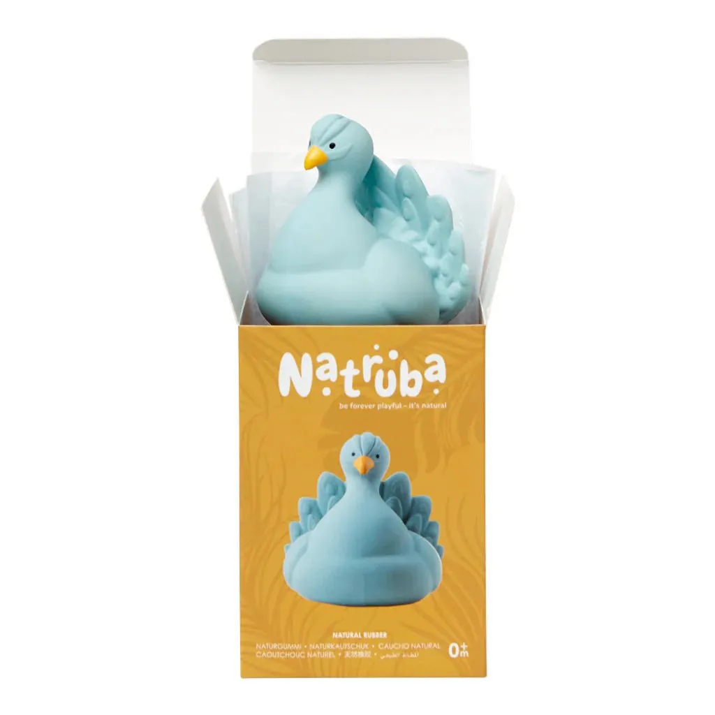 Natruba: Natural Rubber Bath Toy Peacock - Light Blue