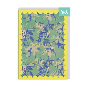 Ohh Deer: V&A Scalloped Green and Blue Birds Birthday Card