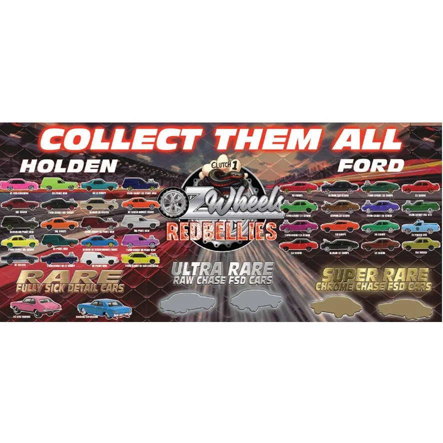 Oz Wheels Holden/Ford Red Bellies Clutch 1 - (36-Pack) Box, 1:64 Scale Cars