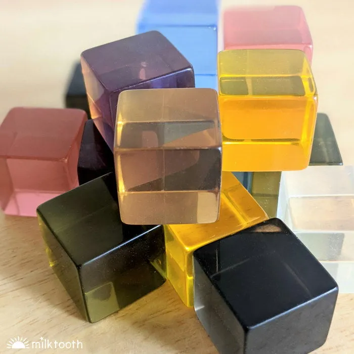 Papoose | Lucite Cubes 16 Earth Blocks with Tray
