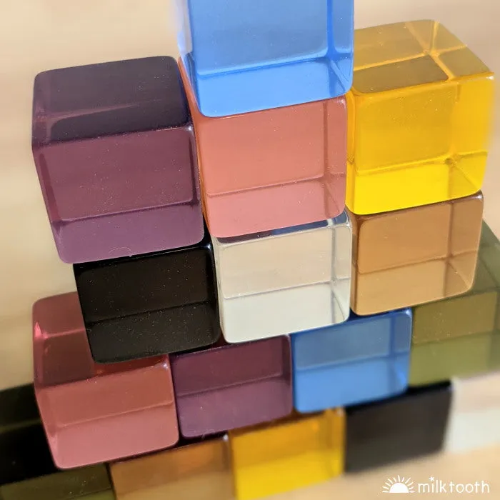 Papoose | Lucite Cubes 16 Earth Blocks with Tray