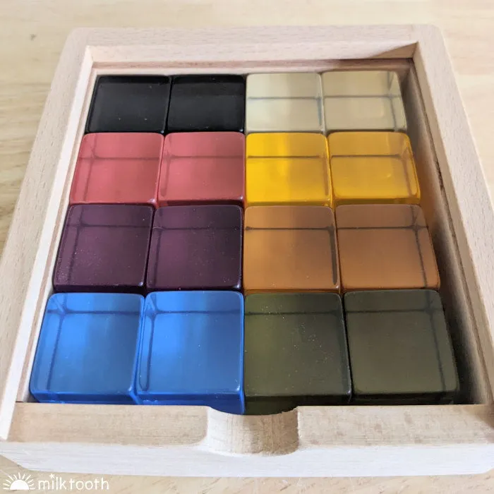 Papoose | Lucite Cubes 16 Earth Blocks with Tray
