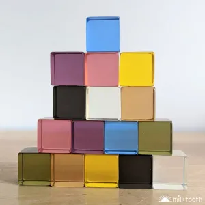 Papoose | Lucite Cubes 16 Earth Blocks with Tray