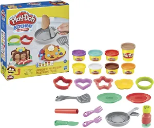 Play-Doh Kitchen Creations Flip 'n Pancakes Playset 14-Piece Breakfast Toy for Kids 3 Years