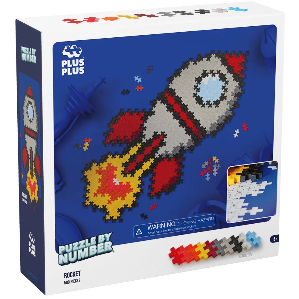 Plus-Plus Puzzle by Number Rocket - 500 Piece Creative Set for Kids Ages 5 