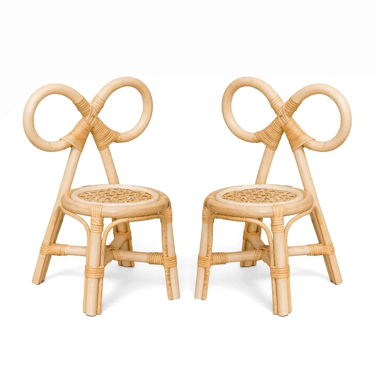 Poppie Doll size Rattan Bow Chairs, Table