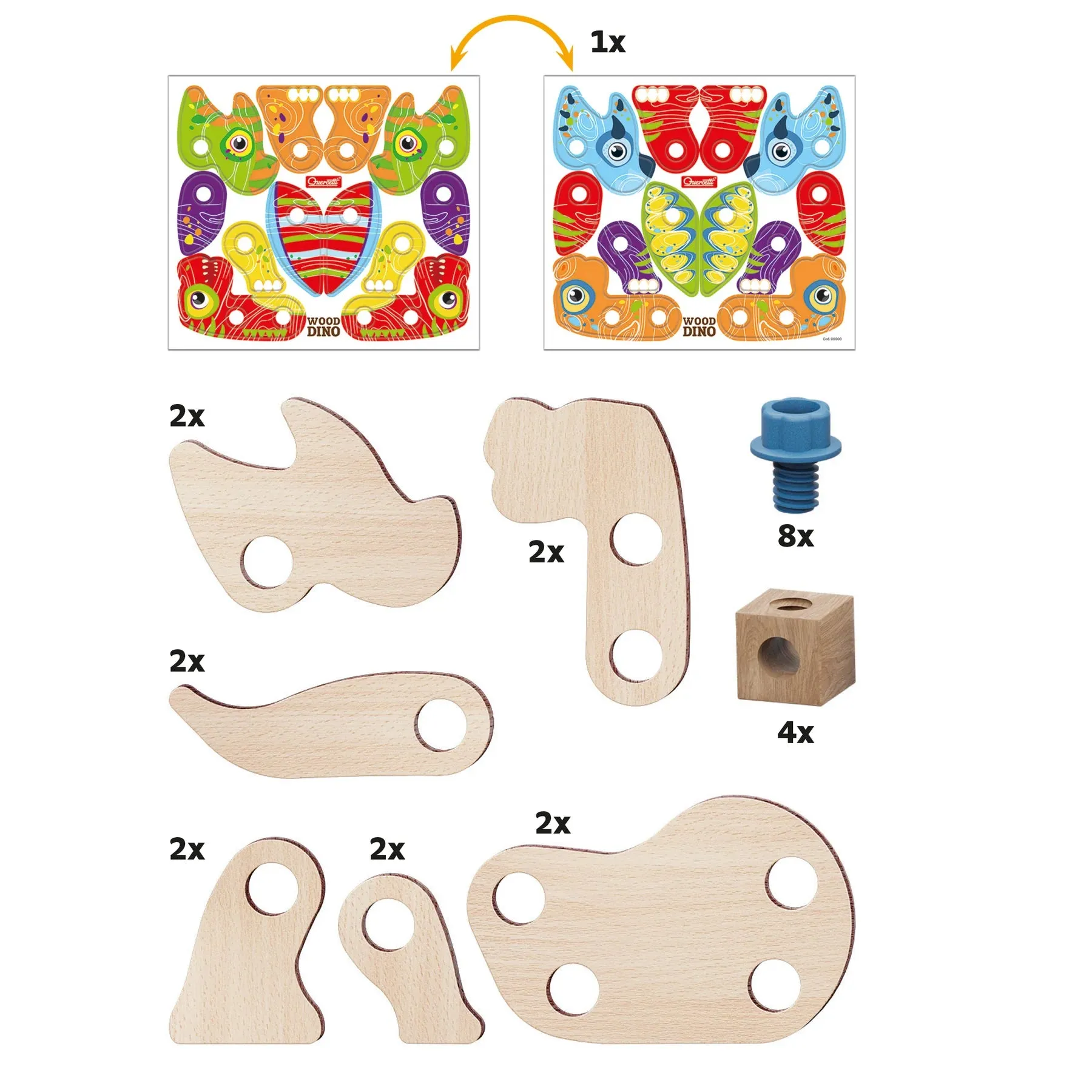 Quercetti 80731 Play Eco  Wood Dino Wise - Kids Toys