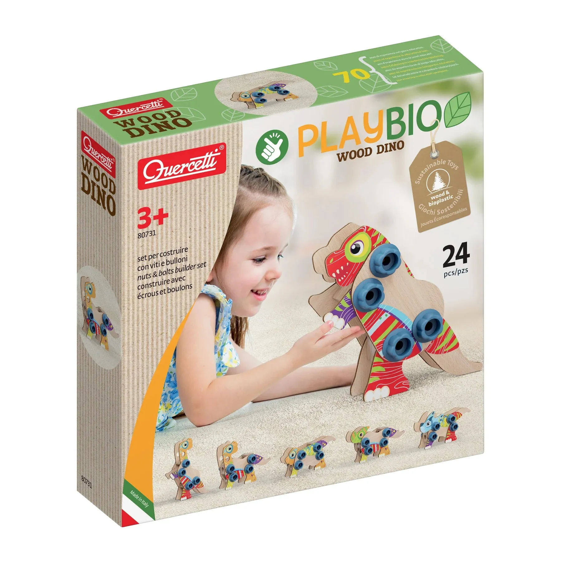Quercetti 80731 Play Eco  Wood Dino Wise - Kids Toys