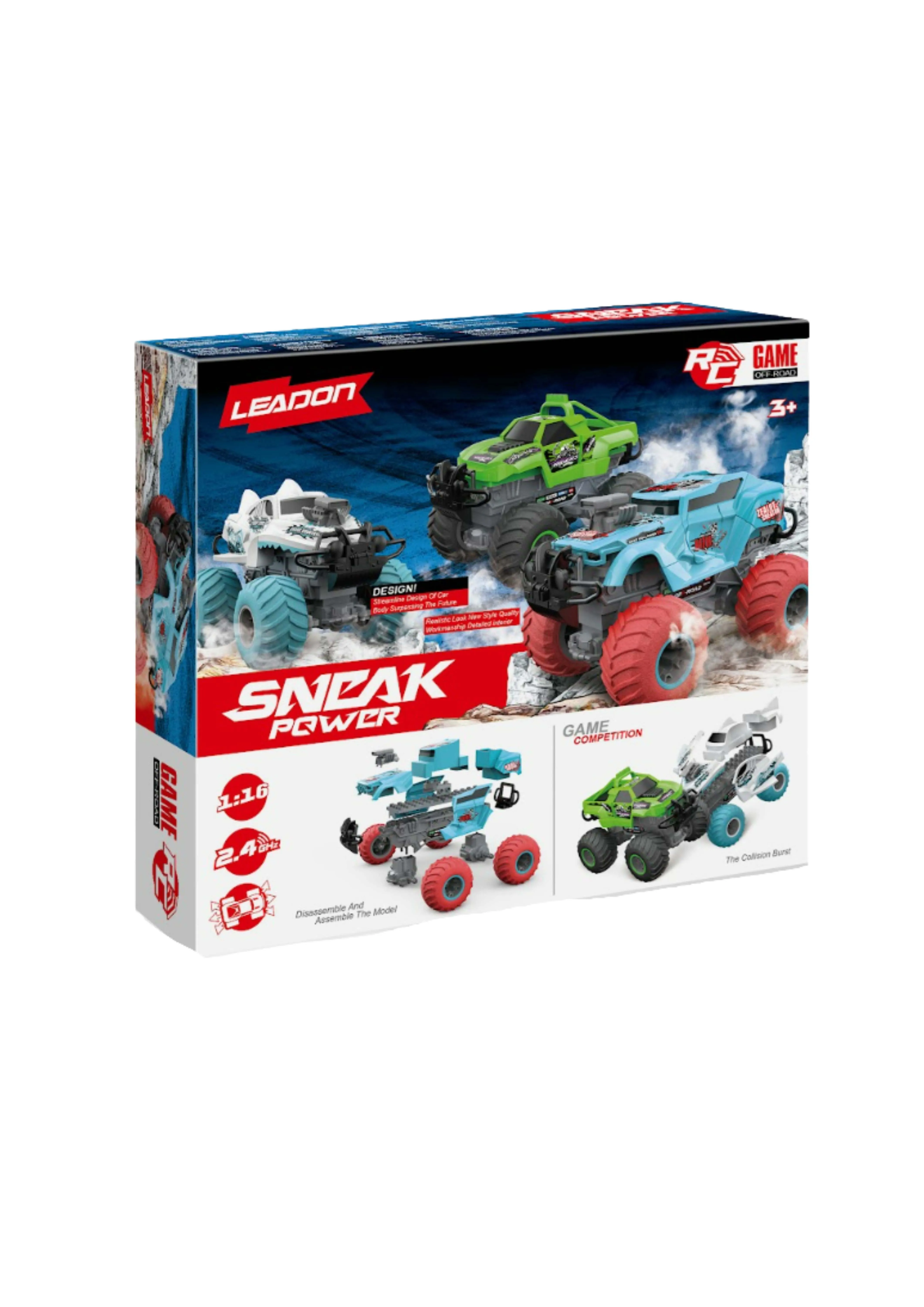 Sneak Power 1:16 Remote Control Large Wheeled Cross Country Collision Burst Vehicle Green