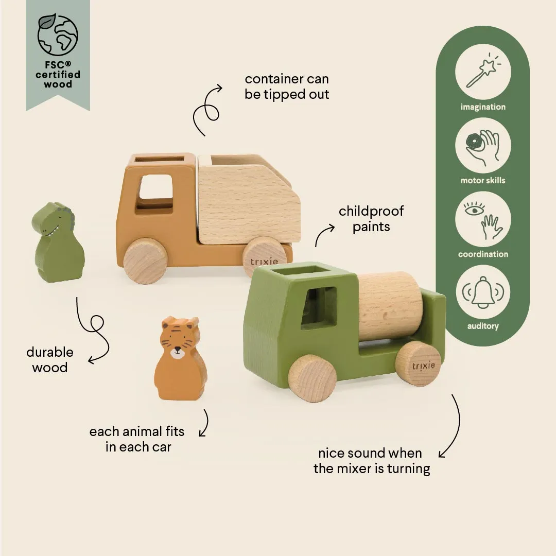 Trixie: Wooden Animal Construction Cars Set