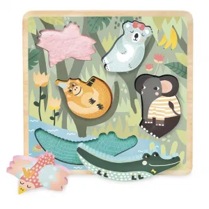 Vilac Carlslund-Jungle Touch and Feel Puzzle Wise - Kids Toys